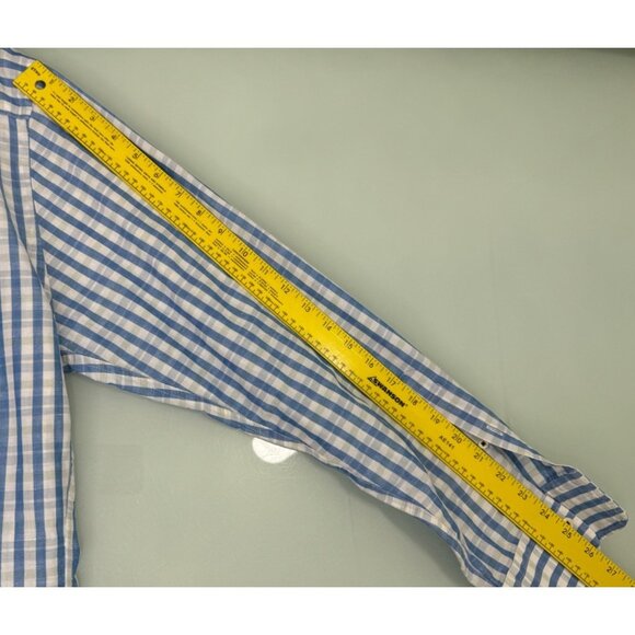 Peter Millar Men Shirt Large L Linen Cotton Blend Button Up Long Sleeve Blue - Picture 8 of 8